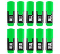 FABER-CASTELL - Set de rotuladores TXTLNR, 10 rotuladores verde neón | Subrayadores compactos con punta en cuña de color verde neón, mini subrayadores para niños y adultos