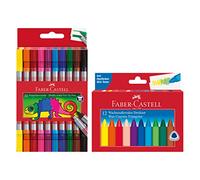 FABER-CASTELL - Set escolar con ceras y rotuladores de doble punta