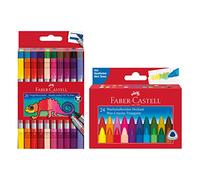 FABER-CASTELL - Set escolar con ceras y rotuladores de doble punta
