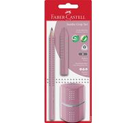 Faber-Castell Set lápices 580082 Jumbo Grip, lápiz, goma y sacapuntas triple, Rose Shadows, blíster