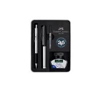 FABER-CASTELL Set Füllhalter Medium und Kugelschreiber Essentio Metall Silber Matt plata