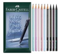 Faber-Castell Sparkle - Juego de lápices triangulares de grafito | Barriles de color pastel, metálico y medianoche | Grado de plomo B | Paquete de 9 lápices en paquete de regalo