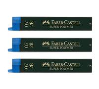 Faber-Castell Super Polymer 9067 S - Juego de 3 cajas de 12 minas (0,7 mm, dureza 2B)