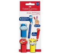 FABER-CASTELL - Tapa para lápices Grippy, 3 motivos Hello | Prolongador y capuchón protector con motivos de animales para lápices Grippy, a partir de 2 años
