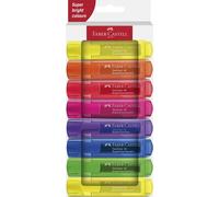 Faber-Castell Juego de rotuladores Textliner 46 254648 – 8 colores neón, punta de cuña 1-5 mm, recargable