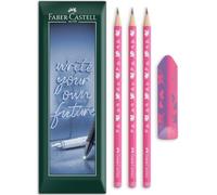 Faber-Castell Unicorn HB - Juego de lápices y borrador sin polvo, paquete de 4