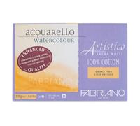 Fabriano Artistico Acquarello Watercolour - Papel para acuarela (grano fino, prensado en frío, 30,5 x 45,5 cm, 20 hojas de 300 g/m², papel de acuarela de alta calidad, bloc de 4 caras, vegano)