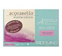 FABRIANO Artistico Bloc de 20 hojas de acuarela blanca, grano satinada, 300gr, 31x41cm, 4 esquinas encoladas