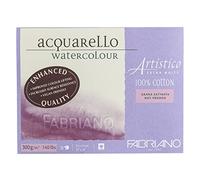 FABRIANO Artistico Bloc de 20 hojas de acuarela blanca, grano satinada, 300gr, 31x41cm, 4 esquinas encoladas
