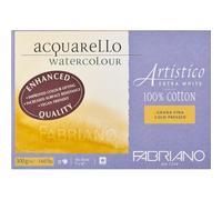 FABRIANO Artistico Bloc de 20 hojas de acuarela extra blanco, grano fino, 300gr, 18x26cm, 4 esquinas encoladas