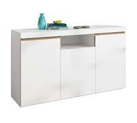 Fabrikit Mueble aparador Elis salón Comedor despacho Color Blanco Mate y Naturale 3 Puertas 1 Hueco 81x140x40 cm