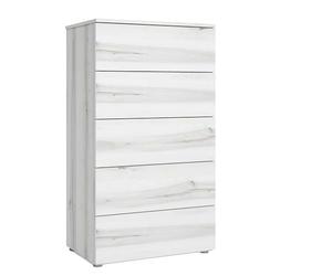 FABRIKIT Sinfonier Cómoda 5 Cajones Mueble Cajonera Cómoda Alta Lyon Blanco Albo 62x111 cm