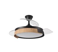 Fabrilamp – Ventilador de techo Provenza DC 72W aspas retráctiles 3 aspas Negro/Haya, mando