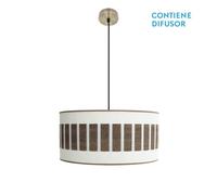Fabrilamp colgante ivanna 2xe27 cuero/blanco-madera oscura regx50x50 c