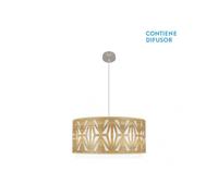 Fabrilamp - Colgante Katerina 3xe27 Niquel/madera Clara Regx60x60 cm