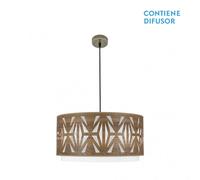 Abrila Katerina Cuero/Madera Oscura - Colgante Moderno 3Xe27 60 Cm