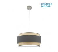 Abrila Kandy Natural/Gris - Colgante Moderno 3Xe27 60 Cm