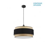 Fabrilamp colgante natural/negro 3luces modelo kandy