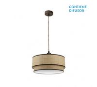 Fabrilamp colgante realizado en metal color marron/natural roque