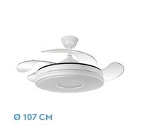 Fabrilamp Ventilador de techo Dani – Luz LED DC, aspas desplegables, 6 velocidades, blanco