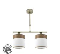 Fabrilamp lampara cloe 2xe14 cuero/blanca-madera oscura regx43x14 cm