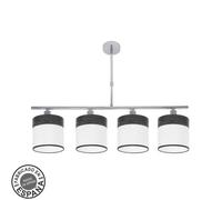 Fabrilamp lampara cloe 4xe14 cromo/blanca-madera negra regx75x14 cm