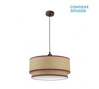 Fabrilamp lampara colgante 3luces regulable modelo roque natural/rojo