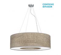 Fabrilamp Lámpara colgante Haiti moderna – 4 luces E27 80 cm – Cromo/Madera gris