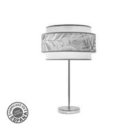 Abrila Camerun Cromo/Blanco/Gris - Lámpara Sobremesa Moderno 1Xe27 30 Cm