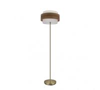Fabrilamp pie de salon myrian color cuero/madera oscura