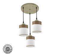 Fabrilamp plafon cloe 3xe27 cuero/blanca-madera oscura regx42x42 cm