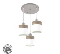 Fabrilamp plafon cloe 3xe27 niquel/blanca-madera gris regx42x42 cm