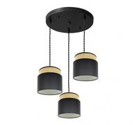 Fabrilamp plafon negro/natural 3 colgantes modelo kandy
