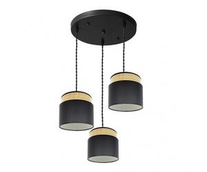 Fabrilamp plafon negro/natural 3 colgantes modelo kandy