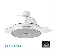 FABRILAMP PREMIUM Ventilador Dc Matanuska 72w 6120lm Blanco Bluethooth 32/47x55/108d.3 Aspas Desp.6 Vel.3 Color. Incluye mando a distancia y dos tijas de 12.5 y 25 centímetro Productos originales cali