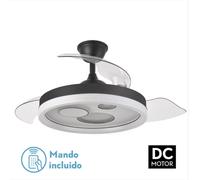 FABRILAMP PREMIUM Ventilador Dc Turia 72w 6120lm Negro/blanco 3 Asp.desp. 32/47x50/110d. 3 Colores C/remoto+temporizador+memoria. Incluye mando a distancia y dos tijas de 10 y 25 centímetro Productos