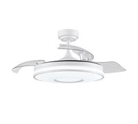 Fabrilamp Ventilador de techo Dani – Luz LED DC, aspas desplegables, 6 velocidades, blanco
