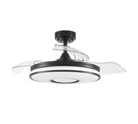 FABRILAMP TODOLAMPARA - VENTILADOR DE TECHO LUZ LED DC DANI NEGRO ASPAS DESPLEGABLES 108D 6 VELOCIDADES REMOTO+TEMPORIZ MEMORIA