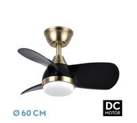 Fabrilamp ventilador dc 24w pirdo cuero/negro 3 aspas 60d 2400lm 6 vel