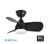 Fabrilamp ventilador dc 24w pirdo negro 3 aspas 60d 2400lm 6 velocidad