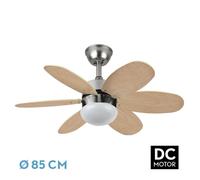 Fabrilamp ventilador dc 6 aspas, color blanco y haya, 41x85 cm, contro