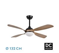 Fabrilamp ventilador dc livorno 30w 3250lm negro/roble 132d 4aspas 300