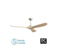 Fabrilamp - Ventilador Dc Marin Niquel 3 Aspas Haya Sin Luz 5 Velocidades Remoto Temporizador 152d