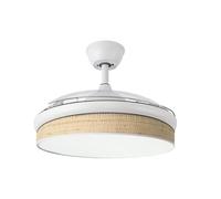 FABRILAMP Ventilador Dc Moda 72w Blanco/cañizo Claro 108d 3aspas 7200lm 3000k,4000k,6000k Remoto+memori temporizador