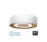 Fabrilamp - Ventilador DC Tania 72w Blanco/madera Clara 5 Aspas 6 Velocidades 3col Remoto,memoria,reg.Intensidad,temporizador 6120lm 70d