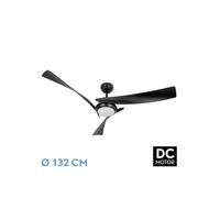 Fabrilamp - Ventilador Dc Tarento 24w Negro 3aspas 6vel 132d 2424 Lm 3000k, 4000k, 6500k Remoto+ Regulable Intensidad+ Temporizador+ Memoria