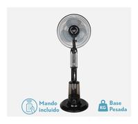 FABRILAMP Ventilador De Pie Tromba Negro 3 Vel 80w Nebulizador Tanque De Agua 3L C/remoto Y Temporizador 120x45x40 Cm Motor AC 2posiciones, fijo y rotatorio también oscilante pulveriza micropartículas