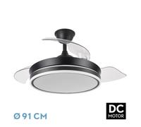 Fabrilamp ventilador negro modelo bayomo s led y motor dc