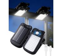 FabStyl 2 Luz Solar Exterior con Sensor de Movimiento, Luces Solares con Clip Cuentan con 60 LED, 3 Modos de Detección, Admiten Carga Solar y por USB, Tienen Protección Impermeable IP44 para Vallas