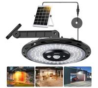 FabStyl Luz Solar Exterior de 3 Colores, 108pcs LED, 3000LM, Luz Colgante Solar Exterior con 5 Modos,Temporizador y Control Remoto, Luz Solares con Sensor de Movimiento para Garaje, Granero, Pabellón